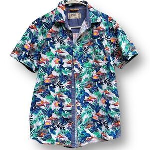 Free Planet Hawaiian Button Front Short Sleeve Shirt size Medium